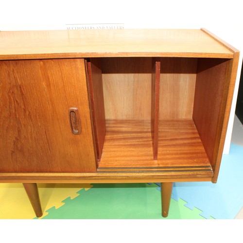 275 - Mid Century Teak Wood Small Sideboard with Sliding Doors -  76cm x 37cm x 59cm Tall - As Found - Col... 