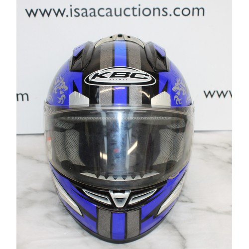 244 - KBC Force RR Full- Face Motorcycle Helmet With Black & Blue Graphic Design Size L 59-60cm As Found I... 