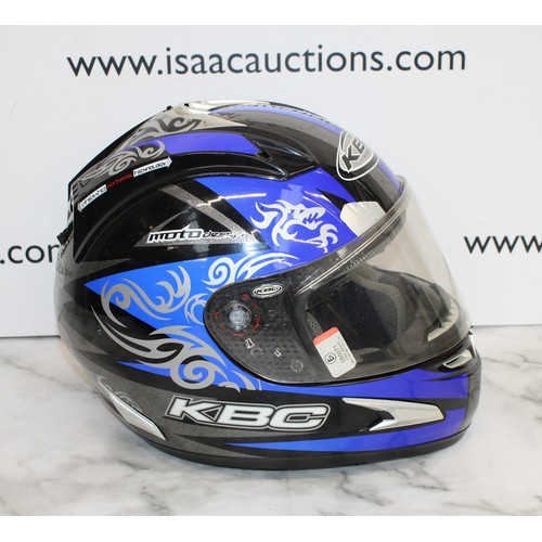 244 - KBC Force RR Full- Face Motorcycle Helmet With Black & Blue Graphic Design Size L 59-60cm As Found I... 