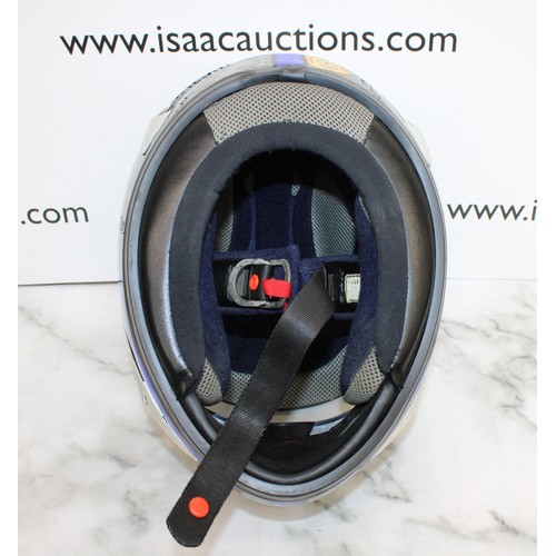 244 - KBC Force RR Full- Face Motorcycle Helmet With Black & Blue Graphic Design Size L 59-60cm As Found I... 