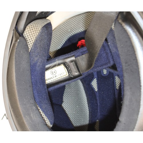 244 - KBC Force RR Full- Face Motorcycle Helmet With Black & Blue Graphic Design Size L 59-60cm As Found I... 