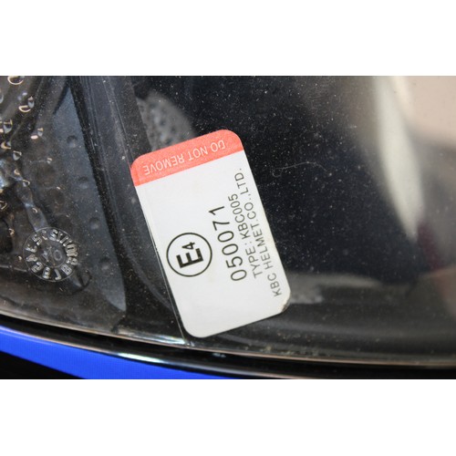 244 - KBC Force RR Full- Face Motorcycle Helmet With Black & Blue Graphic Design Size L 59-60cm As Found I... 