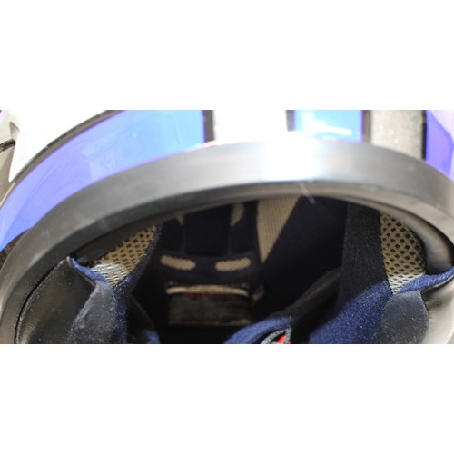 244 - KBC Force RR Full- Face Motorcycle Helmet With Black & Blue Graphic Design Size L 59-60cm As Found I... 