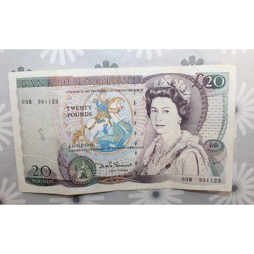 300 - Bank Of England Twenty Pound Banknote From The 1984-1988 Issue Cashier D.H.F. Somerset