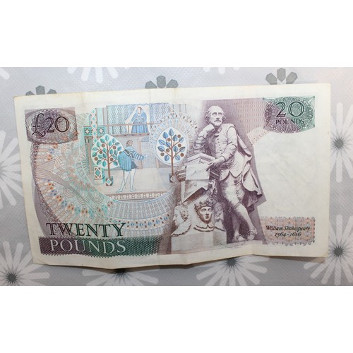 300 - Bank Of England Twenty Pound Banknote From The 1984-1988 Issue Cashier D.H.F. Somerset
