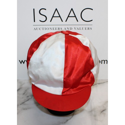246 - Red And White Horse Racing Jockeys Hat Collected from Newmarket - As Found