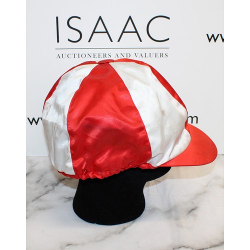 246 - Red And White Horse Racing Jockeys Hat Collected from Newmarket - As Found
