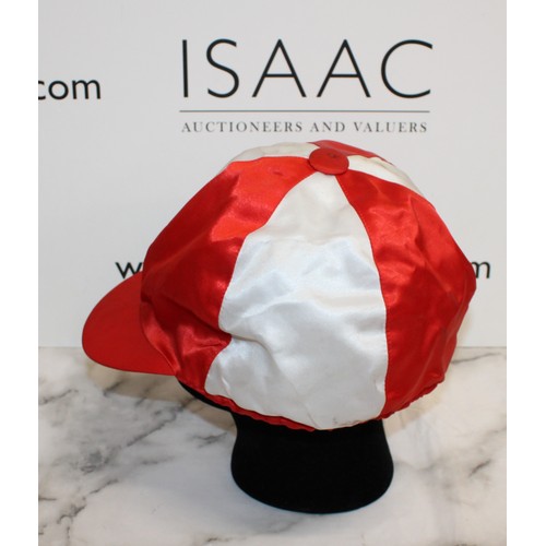 246 - Red And White Horse Racing Jockeys Hat Collected from Newmarket - As Found
