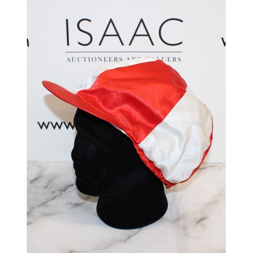 246 - Red And White Horse Racing Jockeys Hat Collected from Newmarket - As Found