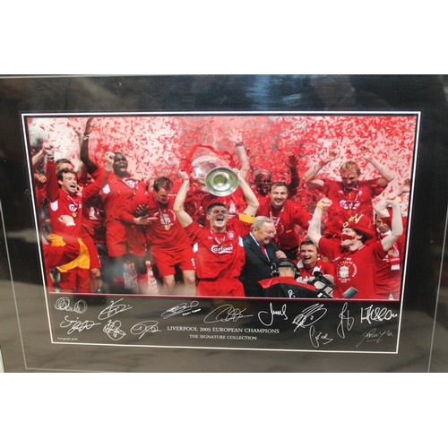 247 - Two Autograph Print LIVERPOOL THE SIGNATURE COLLECTION Framed Pictures 47.5cm x 35cm LIVERPOOL 2005 ... 