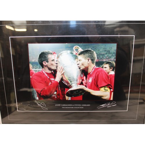 247 - Two Autograph Print LIVERPOOL THE SIGNATURE COLLECTION Framed Pictures 47.5cm x 35cm LIVERPOOL 2005 ... 