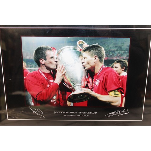 247 - Two Autograph Print LIVERPOOL THE SIGNATURE COLLECTION Framed Pictures 47.5cm x 35cm LIVERPOOL 2005 ... 