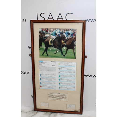 249 - A Framed Photograph Of 'Las Meninas' Winning The 1994 Madagans 1000 GNS At Newmarket And Authentical... 