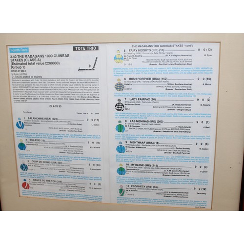 249 - A Framed Photograph Of 'Las Meninas' Winning The 1994 Madagans 1000 GNS At Newmarket And Authentical... 