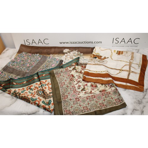 298 - Five Collectable Vintage Silk/Polyester Scarfs