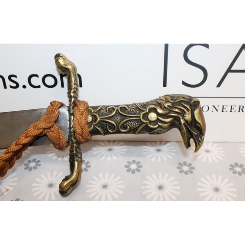 70 - 2 x Collectable Brass Handled -With Griffin Terminal And Claw Guards- Machete Swords ???? Length 74c... 