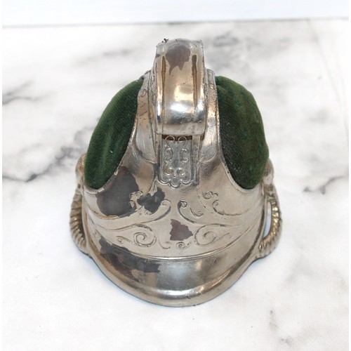 78 - Vintage Miniature Fireman's Helmet Pin Cushion Often associated With London Fire Brigade As Found