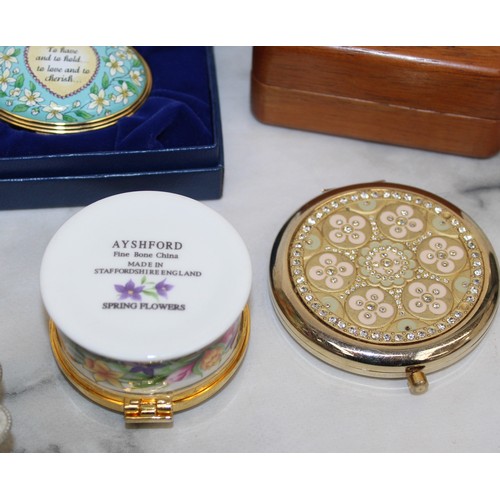 81 - Selection Of Trinket Boxes/Compact Mirror Etc All As Found