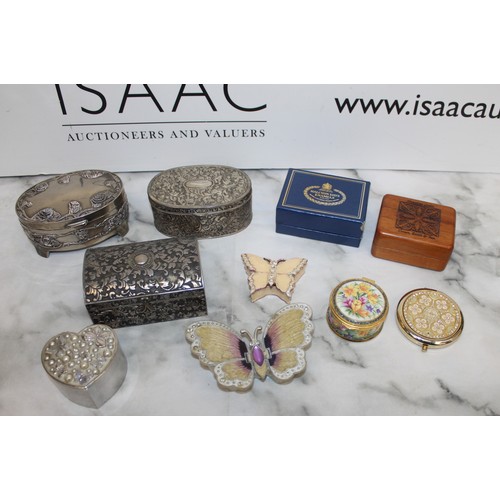 81 - Selection Of Trinket Boxes/Compact Mirror Etc All As Found