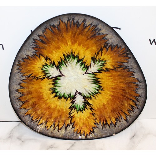 82 - J. Betourne Limoges Mid Century Decorative Ceramic Enamel Dish 36.5cm x 37cm Chip As Shown In Pictur... 