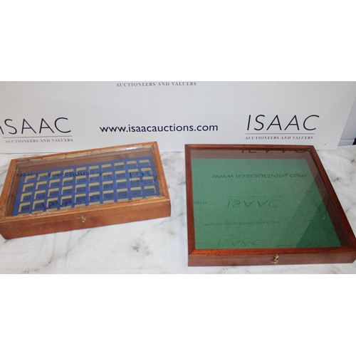 83 - Two Wooden Glass Topped Display Cases Largest-41cm x 39cm Other-44cm x 24cm As Found
COLLECTION ONLY