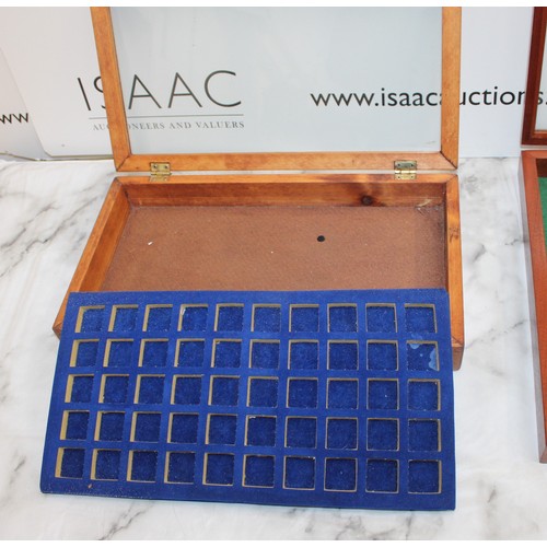 83 - Two Wooden Glass Topped Display Cases Largest-41cm x 39cm Other-44cm x 24cm As Found
COLLECTION ONLY