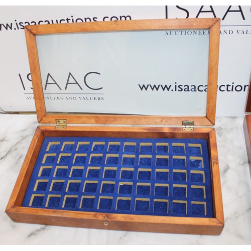 83 - Two Wooden Glass Topped Display Cases Largest-41cm x 39cm Other-44cm x 24cm As Found
COLLECTION ONLY