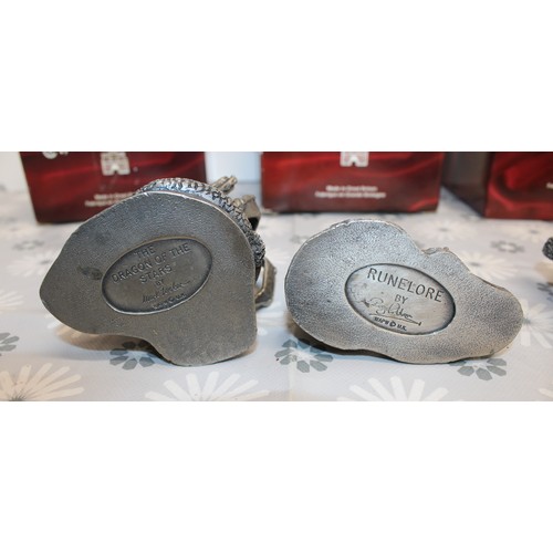 85 - 5 x Boxed Myth And Magic Collectables Figurines By The Tudor Mint Inc:  The Dragon Of The Stars/Rune... 