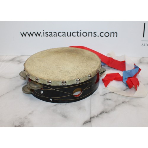 90 - A Collectable Vintage Salvation Army Bonnet And Tambourine -In A Case As Shown