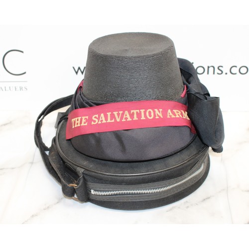 90 - A Collectable Vintage Salvation Army Bonnet And Tambourine -In A Case As Shown