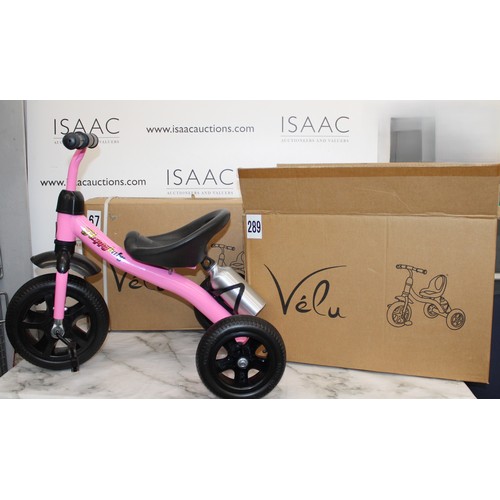 256 - Ex Wholesale-Two Kids Tricycles One Pink Made Up With Box & One Blue Unmade In Box As Found