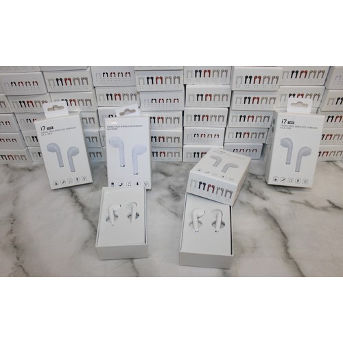 268 - Ex Warehouse Approx 100 Boxed i7 TWS TWINS TRUE WIRELESS EARBUDS V4.2+DER As Found Untested Look To ... 