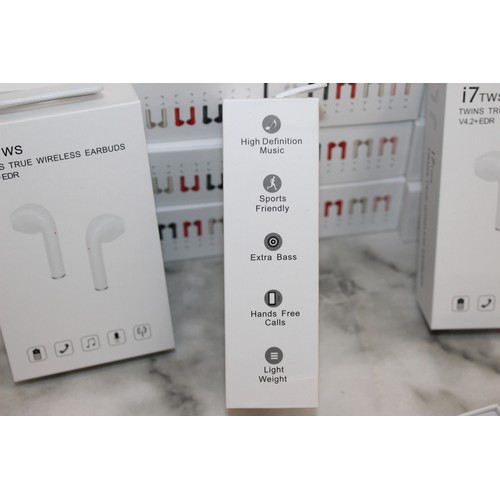 268 - Ex Warehouse Approx 100 Boxed i7 TWS TWINS TRUE WIRELESS EARBUDS V4.2+DER As Found Untested Look To ... 