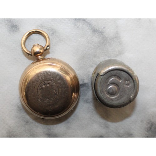 92 - Stamped 9ct Gold Filled Sovereign Case & A 6d Case As Found