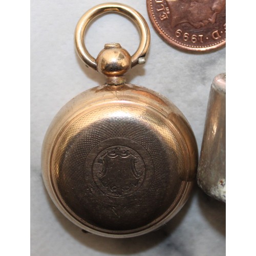 92 - Stamped 9ct Gold Filled Sovereign Case & A 6d Case As Found
