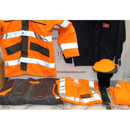 242 - Railway Items Including 2 x Rail Jackets, 2 x Rail Body Warmers, 1 x Railway Hat, 1 x Hi-vis Trouser... 