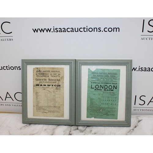 243 - 2 x Collectable Framed Antique 'Great Eastern Railway' Historical Notices' Advertising Tickets For W... 