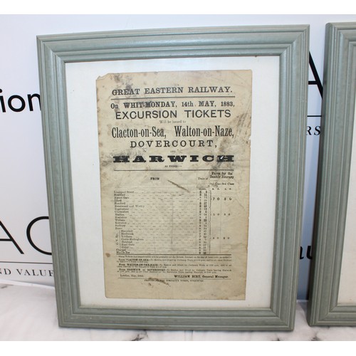 243 - 2 x Collectable Framed Antique 'Great Eastern Railway' Historical Notices' Advertising Tickets For W... 