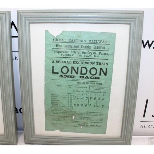 243 - 2 x Collectable Framed Antique 'Great Eastern Railway' Historical Notices' Advertising Tickets For W... 