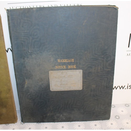 105 - Three Antique BIRTH & MARRIGE REGISTER/NOTICE BOOKS DATING BACK TO 1837-1870 As Found