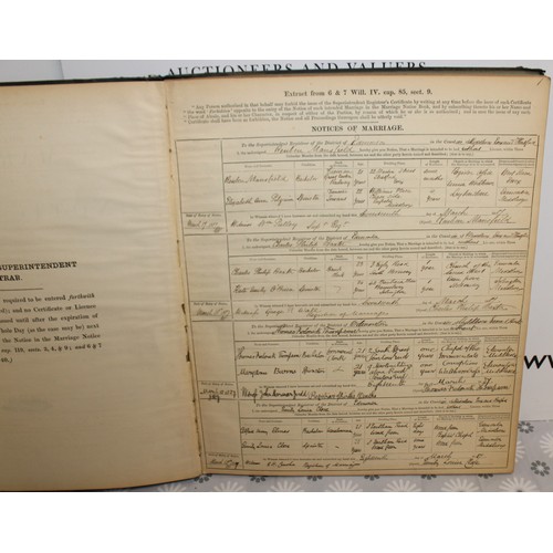 105 - Three Antique BIRTH & MARRIGE REGISTER/NOTICE BOOKS DATING BACK TO 1837-1870 As Found