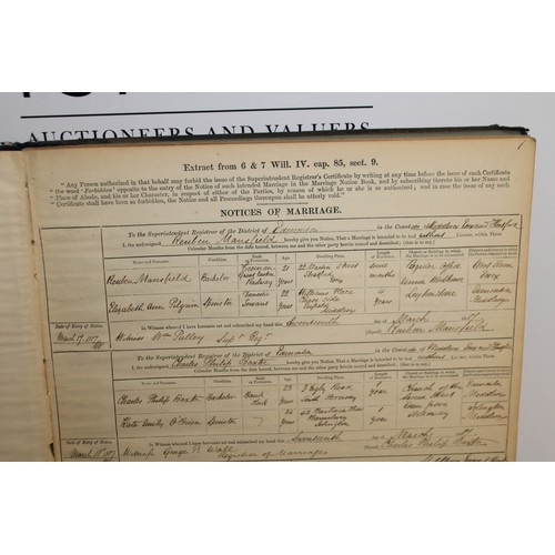 105 - Three Antique BIRTH & MARRIGE REGISTER/NOTICE BOOKS DATING BACK TO 1837-1870 As Found