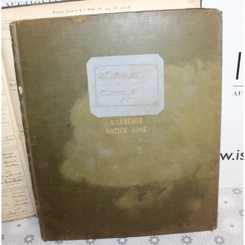105 - Three Antique BIRTH & MARRIGE REGISTER/NOTICE BOOKS DATING BACK TO 1837-1870 As Found