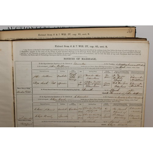 105 - Three Antique BIRTH & MARRIGE REGISTER/NOTICE BOOKS DATING BACK TO 1837-1870 As Found