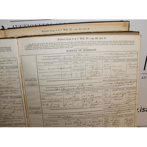 105 - Three Antique BIRTH & MARRIGE REGISTER/NOTICE BOOKS DATING BACK TO 1837-1870 As Found