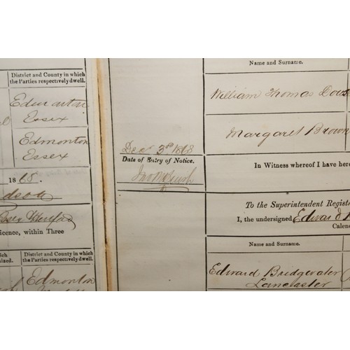 105 - Three Antique BIRTH & MARRIGE REGISTER/NOTICE BOOKS DATING BACK TO 1837-1870 As Found
