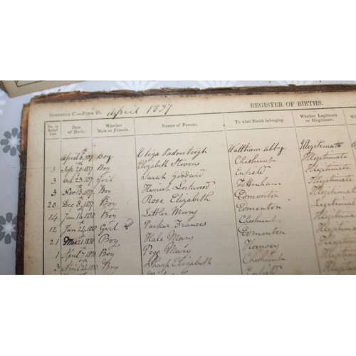 105 - Three Antique BIRTH & MARRIGE REGISTER/NOTICE BOOKS DATING BACK TO 1837-1870 As Found