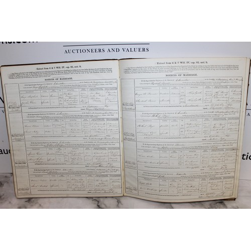 105 - Three Antique BIRTH & MARRIGE REGISTER/NOTICE BOOKS DATING BACK TO 1837-1870 As Found