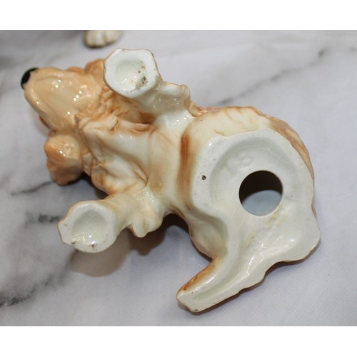 111 - Selection Of Ceramic & Brass Dogs Inc-Pekingese Sylvac/Rough Collie/Cocker Spaniel/Scottish Terrier/... 