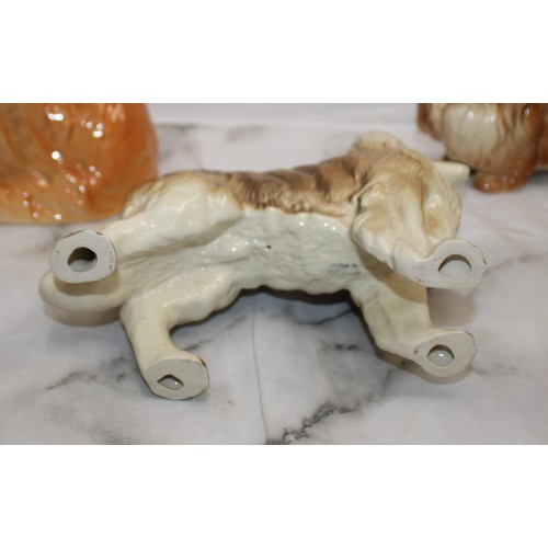 111 - Selection Of Ceramic & Brass Dogs Inc-Pekingese Sylvac/Rough Collie/Cocker Spaniel/Scottish Terrier/... 